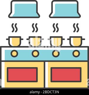 Communal kitchen icon. Common dormitory room. Cooking. Casseroles on ...