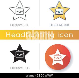 Exclusive job icon. Linear black and RGB color styles. Limited work offer, special professional occupation. Career opportunity, company position. Star Stock Vector