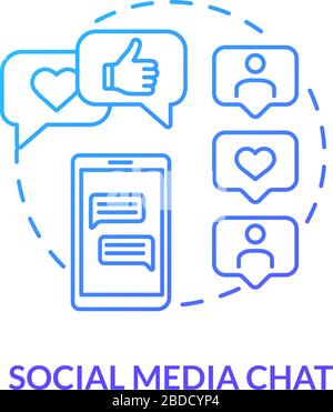 Social media chat blue concept icon. Online communication. Talk through direct messages. Internet conversation. Roaming idea thin line illustration Stock Vector