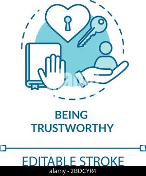Being trustworthy concept icon. People secrets keeping. Being loyal, dependable and faithful idea thin line illustration. Vector isolated outline RGB Stock Vector