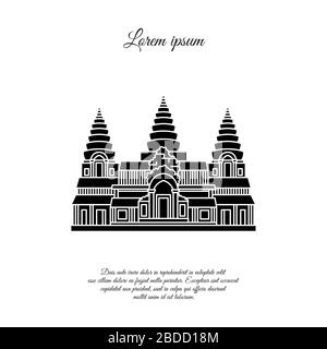 Angkor Wat vector icon isolated on white background, Angkor Wat transparent sign, element design in outline style. Cambodia. Historical Landmarks Symb Stock Vector