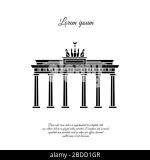 Brandenburg Gate vector black. Brandenburg Gate icon. Brandenburg Gate sign. Brandenburg Gate symbol. Stock Vector