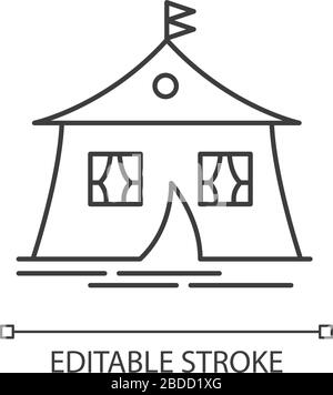 Marquee tent pixel perfect linear icon. Camping. Arabic tent. Housing facility. Eastern culture. Thin line customizable illustration. Contour symbol Stock Vector
