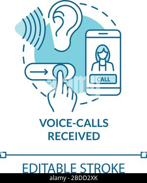 Voice-calls received turquoise concept icon. Connect with mobile phone. Chat with cellphone. Roaming idea thin line illustration. Vector isolated Stock Vector