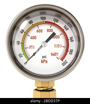 Air pressure meter isolated on white background. 3D illustration. Stock Photo