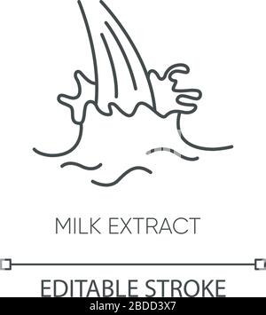 Milk extract pixel perfect linear icon. Protein source. Organic treatment component. Thin line customizable illustration. Contour symbol. Vector Stock Vector