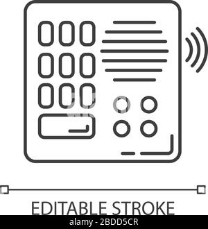 Intercom pixel perfect linear icon. Talkback. Door phone. Voice communication. Safety system. Thin line customizable illustration. Contour symbol Stock Vector