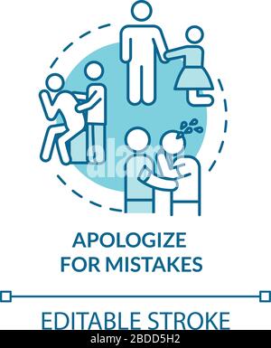 Apologize for mistakes concept icon. Friendship relationship advice. Best friends conflict resolution idea thin line illustration. Vector isolated Stock Vector