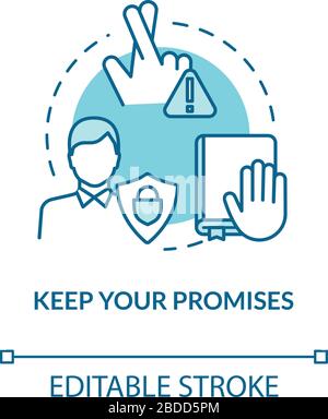 Keep your promises concept icon. People secrets keeping. Being loyal, dependable and trustworthy idea thin line illustration. Vector isolated outline Stock Vector