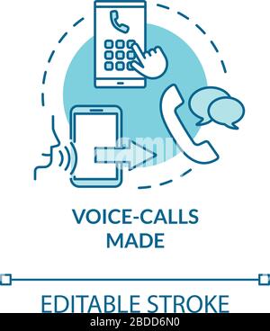 Voice-calls made turquoise concept icon. Chating with smartphone. Cellphone service. Network connection. Roaming idea thin line illustration. Vector Stock Vector