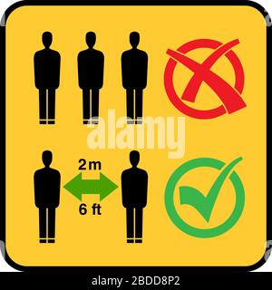 keeping social distance during coronavirus covid-19 pandemic sign vector illustration Stock Vector