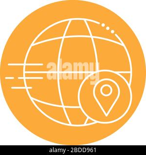 sphere browser with pin location block line style icon Stock Vector