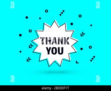 Thank You speech bubble banner pop art memphis style Stock Vector