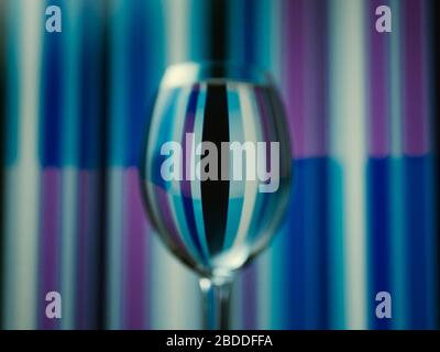 refraction through the wine glass Stock Photo