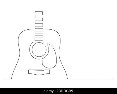 Guitar isolated line drawing, vector illustration design. Stock Vector