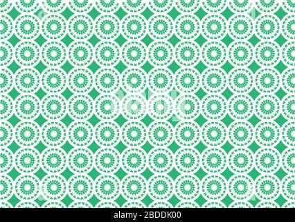 Vector illustration of green and white seamless repeated pattern for wallpaper Stock Vector