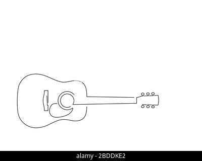 Guitar isolated line drawing, vector illustration design. Stock Vector