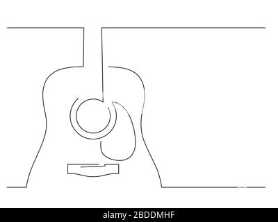 Guitar isolated line drawing, vector illustration design. Stock Vector