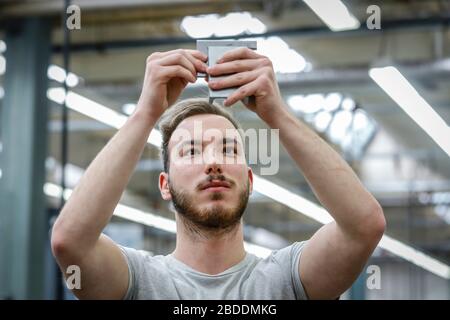 12.02.2020, Remscheid, North Rhine-Westphalia, Germany - Trainee in metal professions here at the basic training, vocational training centre of the Re Stock Photo
