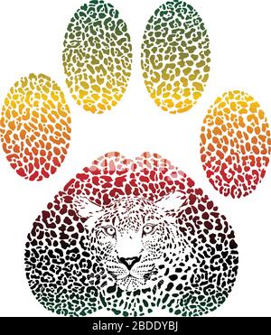 Leopard color footprint Stock Vector