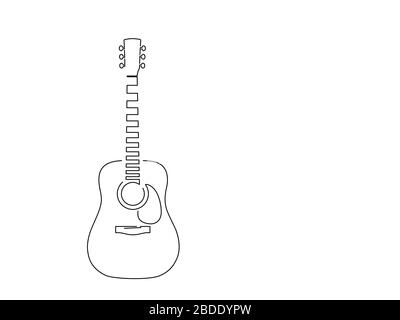 Guitar isolated line drawing, vector illustration design. Stock Vector