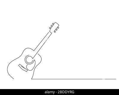Guitar isolated line drawing, vector illustration design. Stock Vector