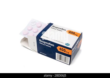 Ibuprofen packet of painkilling tablets Stock Photo