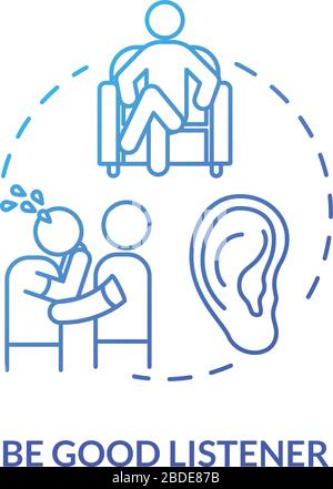 Be good listener concept icon. Friendship relationship advice. People psychological help. Best friend support idea thin line illustration. Vector Stock Vector
