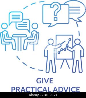 Give practical advice concept icon. Best friend guide and support. Planning solution, solving problem together idea thin line illustration. Vector Stock Vector