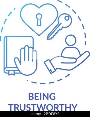 Being trustworthy concept icon. People secrets keeping. Fidelity value. Being loyal, dependable and faithful friend idea thin line illustration Stock Vector