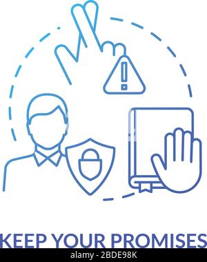 Keep your promises concept icon. People secrets keeping. Fidelity value. Being loyal, dependable and trustworthy friend idea thin line illustration Stock Vector