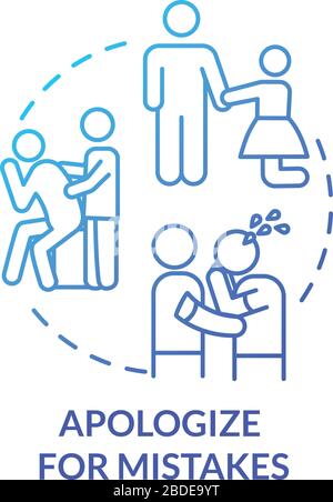 Apologize for mistakes concept icon. Friendship relationship advice. Best friends and couple conflict resolution idea thin line illustration. Vector Stock Vector