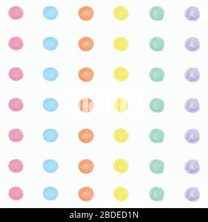 Seamless vector pattern or texture with colorful polka dots on white background for kids background, blog, web design, scrapbooks, party or baby Stock Vector