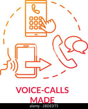 Voice-calls made red concept icon. Phone ring. Chating with smartphone. Mobile phone service. Network connection. Roaming idea thin line illustration Stock Vector