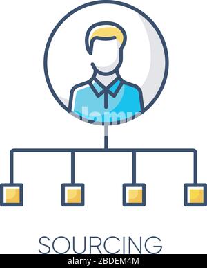 Sourcing RGB color icon. Talent acquisition, recruitment strategy. Professional staff hiring, headhunting, candidates selection. Human resources Stock Vector