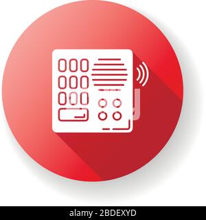 Intercom red flat design long shadow glyph icon. Talkback. Door phone. Voice communication electronic device. Safety system. Security equipment Stock Vector