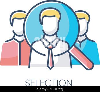 Selection RGB color icon. Executive search, professional headhunting, recruitment for vacancy, employment agency. Job candidates, recruits under Stock Vector