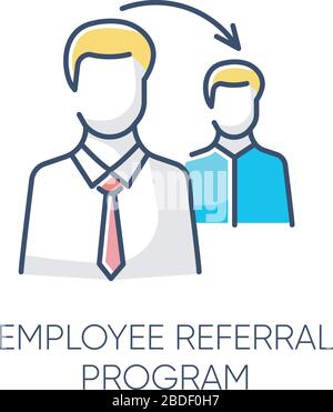 Employee referral program RGB color icon. Corporate workforce search, referal recruitment. Competent staff selection. Effective workers hiring Stock Vector
