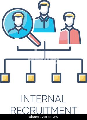 Internal recruitment RGB color icon. Job promotion, career development opportunity. Professional growth. Vacancy candidate selection, workforce search Stock Vector