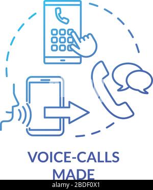 Voice-calls made blue concept icon. Chating with smartphone. Ring contact. Mobile phone service. Network connection. Roaming idea thin line Stock Vector