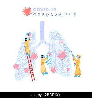 coronavirus damaged human lungs, pandemic covid-19, vector Stock Vector
