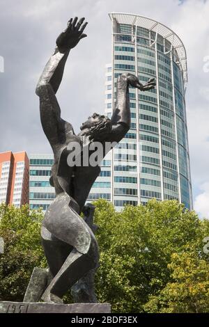 The Destroyed City (Dutch: De verwoeste stad) is a bronze memorial sculpture Stock Photo