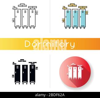 Lockers icon. School, university, college cupboards. Gym storage compartments. Metal closets. Linear black and RGB color styles. Linear, black and RGB Stock Vector