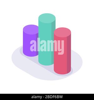 graph chart circle and bar isometric icon with modern flat style color ...