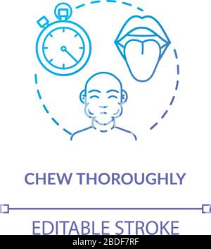 Chew thoroughly concept icon. Conscious nutrition, mindful eating idea ...