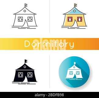 Marquee tent icon. Camping site. Arabic tent. Living accommodation. Camp. Housing facility. Linear black and RGB color styles. Linear, black and RGB Stock Vector