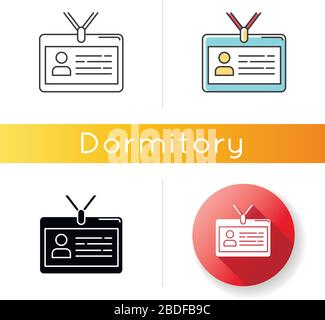 Identity pass card icon. Badge with credentials. ID document. Security. Employee access card. Linear black and RGB color styles. Linear, black and RGB Stock Vector