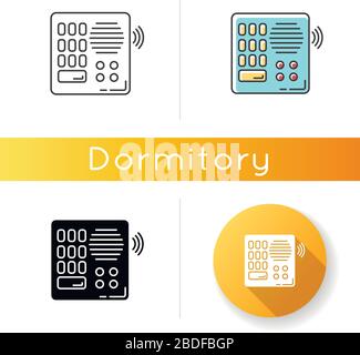 Intercom icon. Talkback. Door phone. Voice communication electronic device. Safety system. Linear black and RGB color styles. Linear, black and RGB Stock Vector