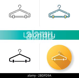Hanger icon. Clothes rack, clothing hook, wardrobe item. Domestic garment fixture, empty cloakroom and storage attribute. Linear black and RGB color Stock Vector