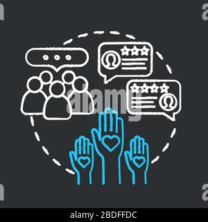 Engaging online community chalk RGB color concept icon. Communication with audience. Customer loyalty, brand credibility idea. Vector isolated Stock Vector